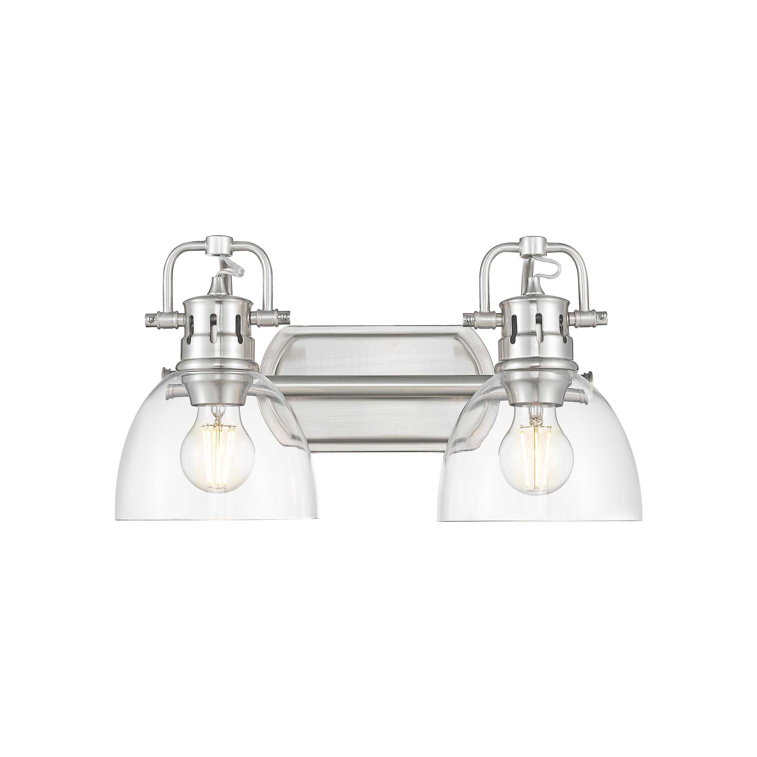 Yep by Golden Lighting Duncan 2-light Vanity in Pewter and Clear Glass - - Golden Lighting