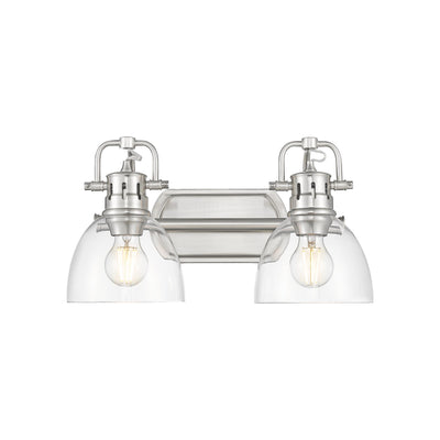 Yep by Golden Lighting Duncan 2-light Vanity in Pewter and Clear Glass - - Golden Lighting