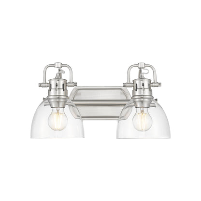 Yep by Golden Lighting Duncan 2-light Vanity in Pewter and Clear Glass - - Golden Lighting