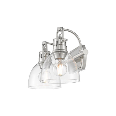 Yep by Golden Lighting Duncan 2-light Vanity in Pewter and Clear Glass - - Golden Lighting