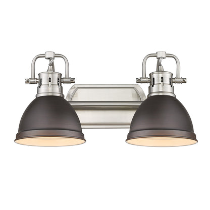 Yep by Golden Lighting Duncan 2-light Vanity in Pewter and Rubbed Bronze shade - - Golden Lighting