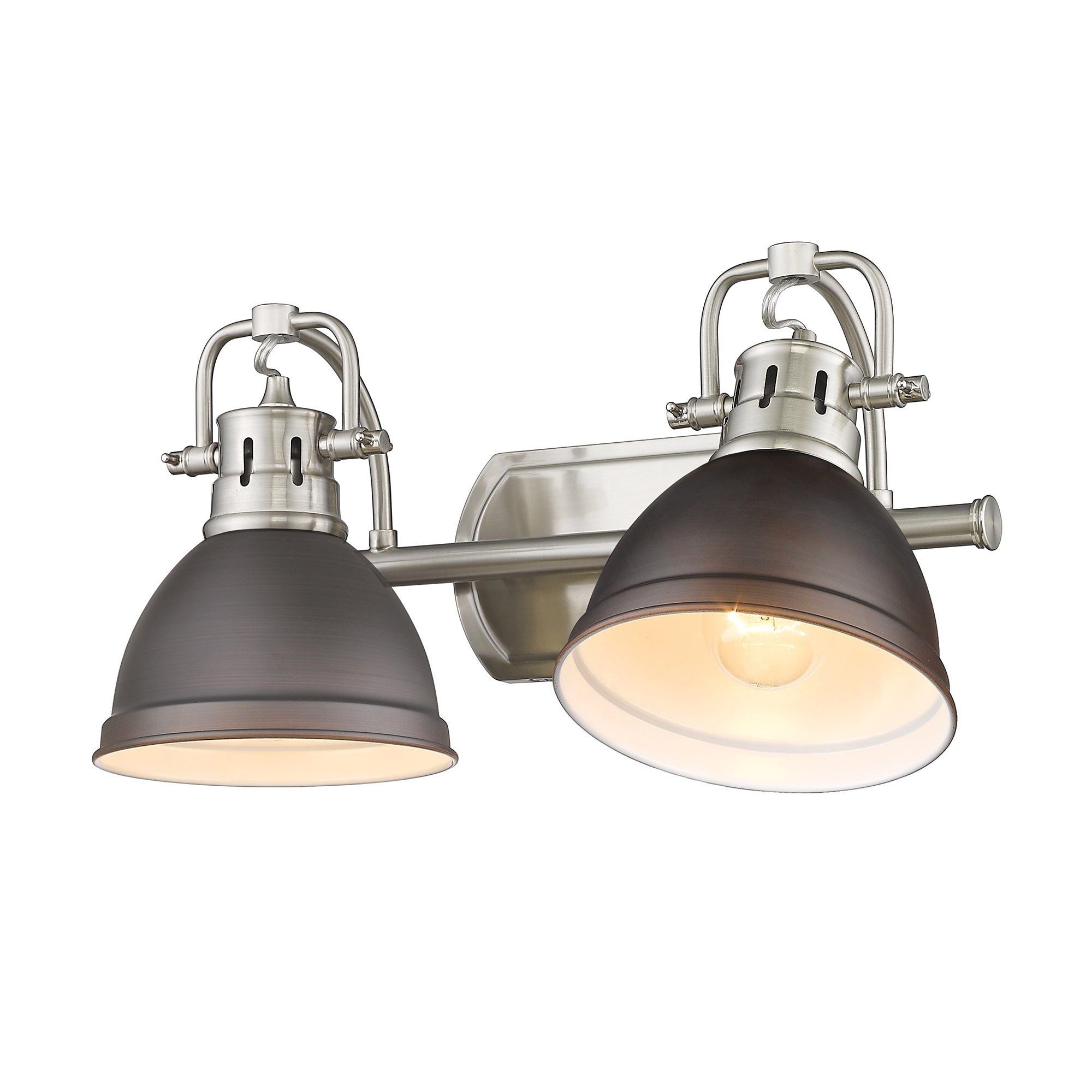 Yep by Golden Lighting Duncan 2-light Vanity in Pewter and Rubbed Bronze shade - - Golden Lighting