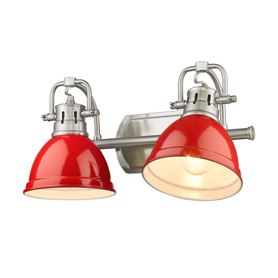 Yep by Golden Lighting Duncan 2-light Vanity in Pewter and Red shade - - Golden Lighting