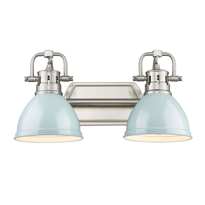 Yep by Golden Lighting Duncan 2-light Vanity in Pewter and Seafoam shade - - Golden Lighting