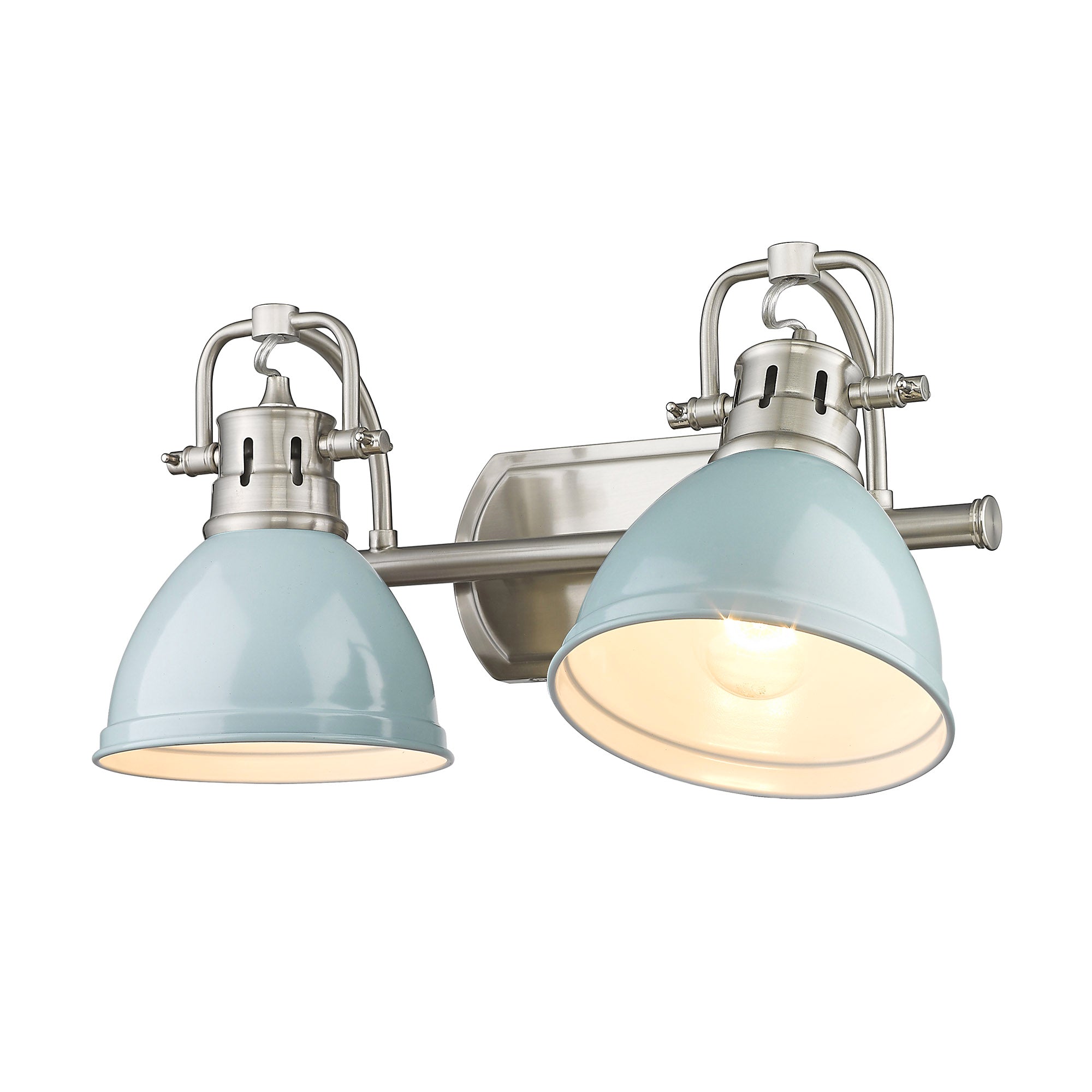 Yep by Golden Lighting Duncan 2-light Vanity in Pewter and Seafoam shade - - Golden Lighting