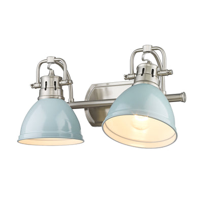 Yep by Golden Lighting Duncan 2-light Vanity in Pewter and Seafoam shade - - Golden Lighting