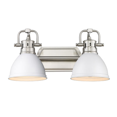 Yep by Golden Lighting Duncan 2-light Vanity in Pewter and Matte White shade - - Golden Lighting
