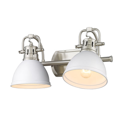 Yep by Golden Lighting Duncan 2-light Vanity in Pewter and Matte White shade - - Golden Lighting