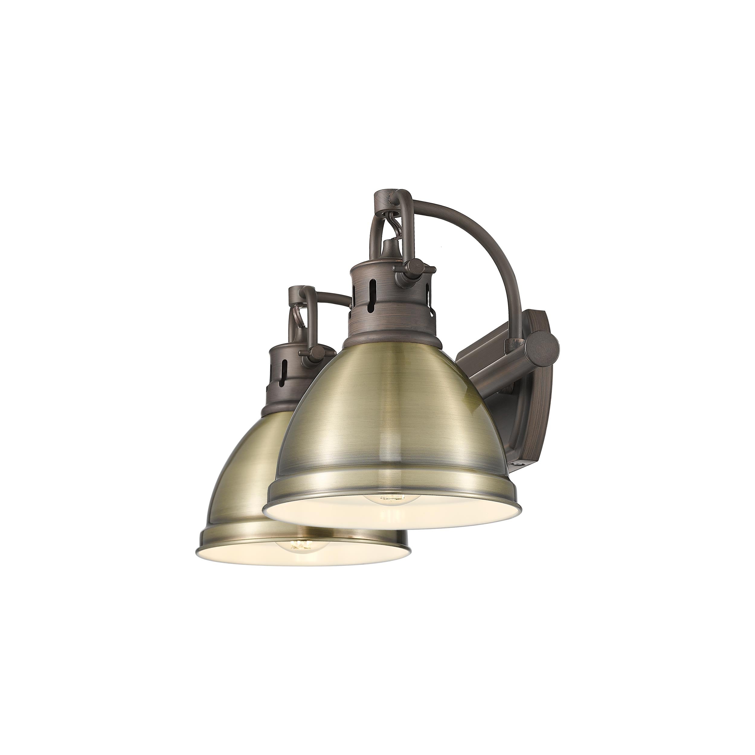 Yep by Golden Lighting Duncan 2-light Vanity in Rubbed Bronze and Aged Brass shade - - Golden Lighting