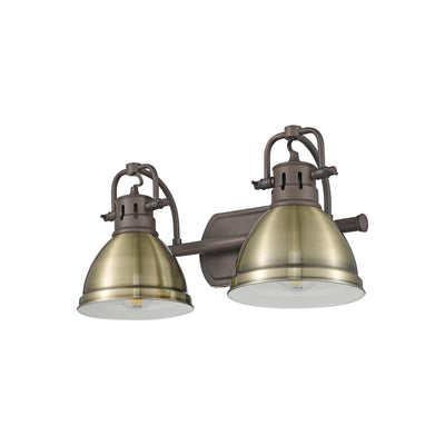 Yep by Golden Lighting Duncan 2-light Vanity in Rubbed Bronze and Aged Brass shade - - Golden Lighting