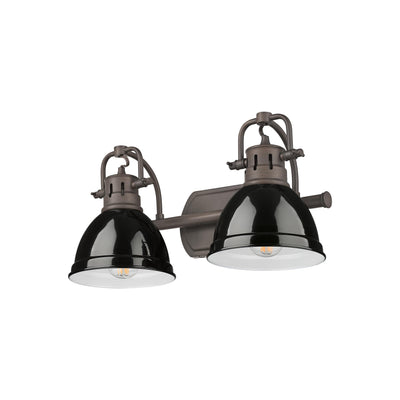 Yep by Golden Lighting Duncan 2-light Vanity in Rubbed Bronze and Black shade - - Golden Lighting