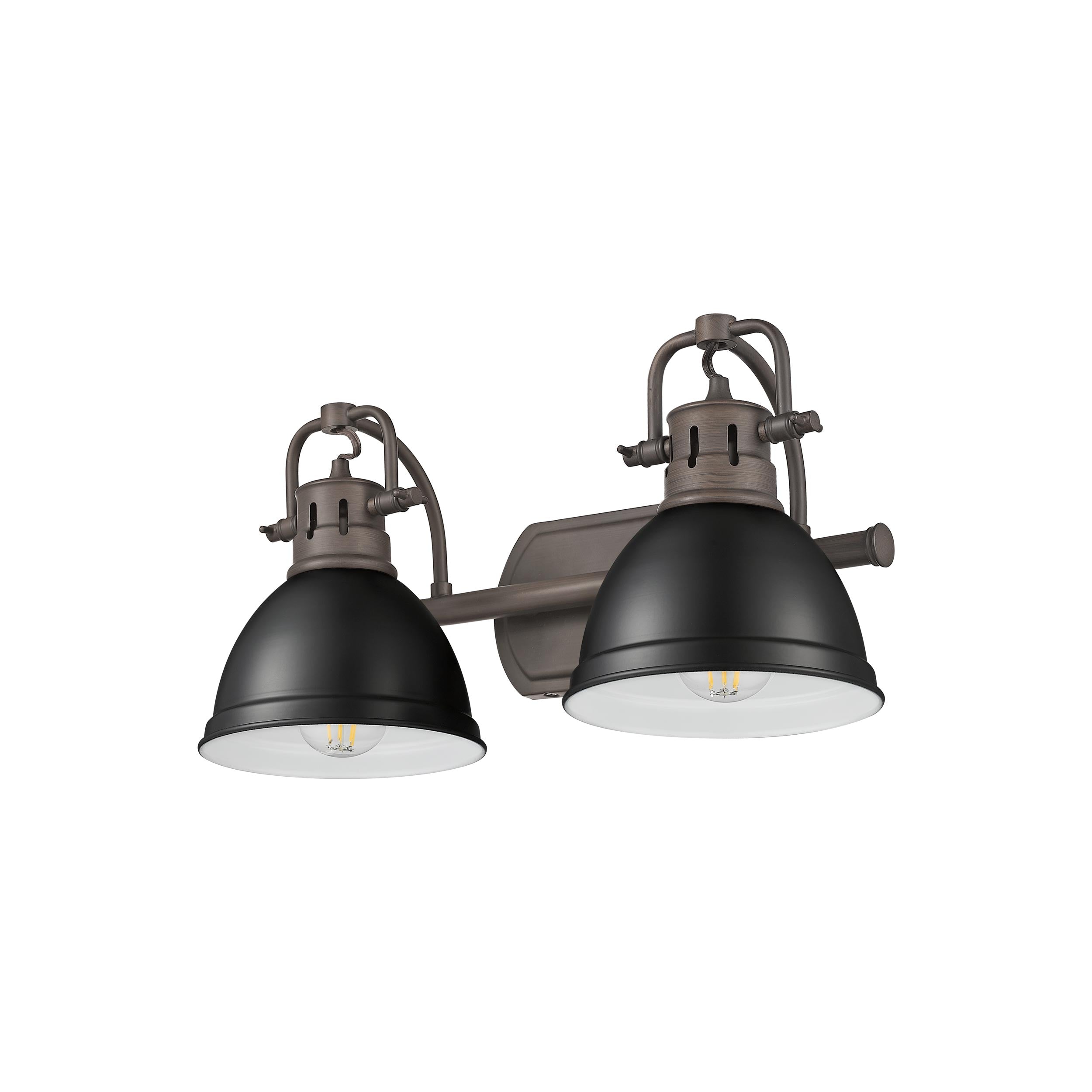 Yep by Golden Lighting Duncan 2-light Vanity in Rubbed Bronze and Matte Black shade - - Golden Lighting