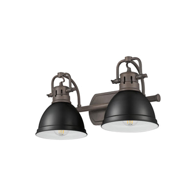 Yep by Golden Lighting Duncan 2-light Vanity in Rubbed Bronze and Matte Black shade - - Golden Lighting