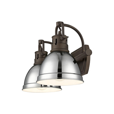 Yep by Golden Lighting Duncan 2-light Vanity in Rubbed Bronze and Chrome shade - - Golden Lighting