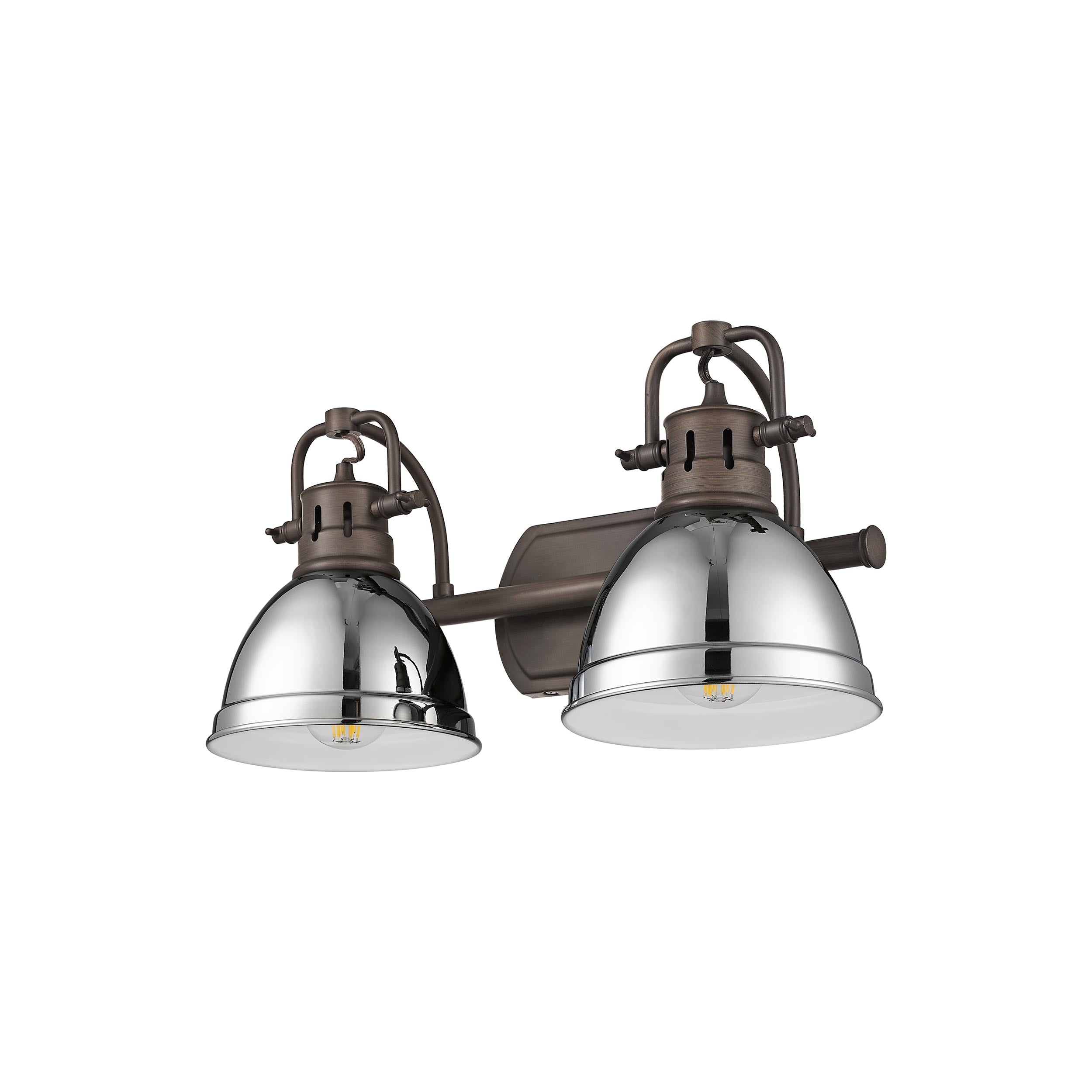 Yep by Golden Lighting Duncan 2-light Vanity in Rubbed Bronze and Chrome shade - - Golden Lighting