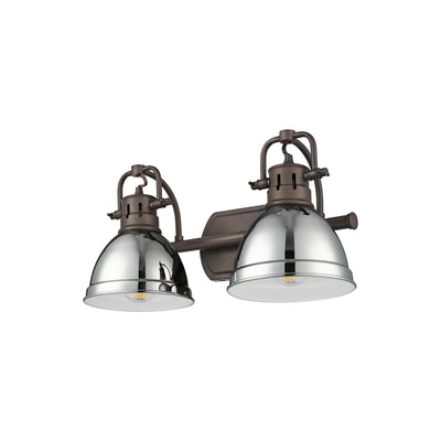 Yep by Golden Lighting Duncan 2-light Vanity in Rubbed Bronze and Chrome shade - - Golden Lighting