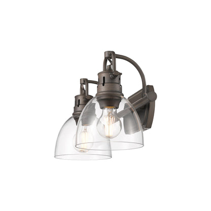 Yep by Golden Lighting Duncan 2-light Vanity in Rubbed Bronze and Clear Glass - - Golden Lighting