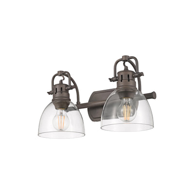 Yep by Golden Lighting Duncan 2-light Vanity in Rubbed Bronze and Clear Glass - - Golden Lighting