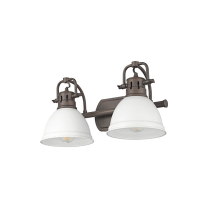Yep by Golden Lighting Duncan 2-light Vanity in Rubbed Bronze and Matte White shade - - Golden Lighting