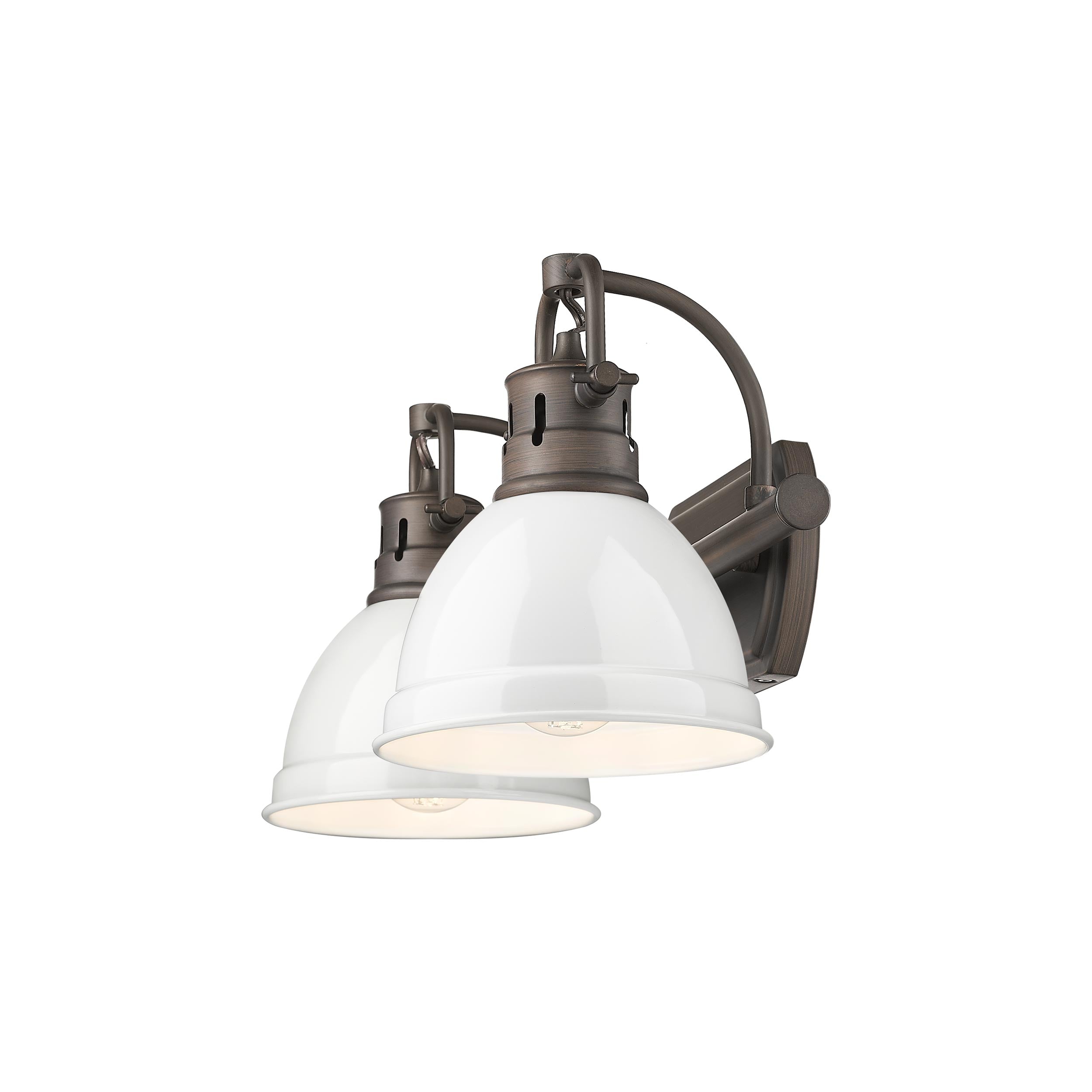 Yep by Golden Lighting Duncan 2-light Vanity in Rubbed Bronze and White shade - - Golden Lighting