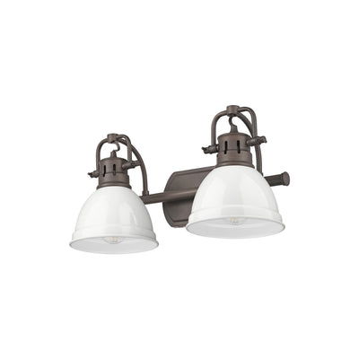 Yep by Golden Lighting Duncan 2-light Vanity in Rubbed Bronze and White shade - - Golden Lighting