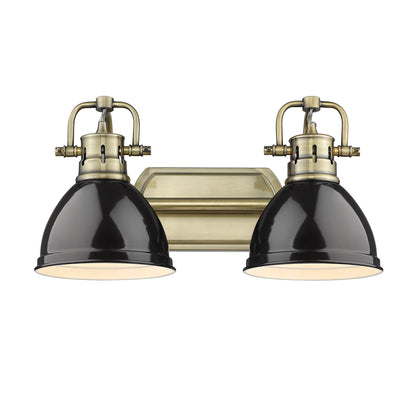 Duncan 2 Light Bath Vanity in Aged Brass with Black Shades - Default Title - Golden Lighting