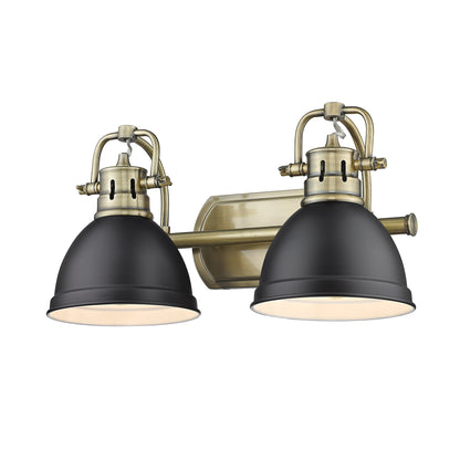 Yep by Golden Lighting Duncan 2-light Vanity in Aged Brass and Matte Black shade - - Golden Lighting