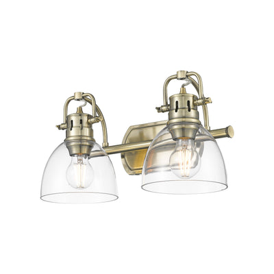 Yep by Golden Lighting Duncan 2-light Vanity in Aged Brass and Clear Glass - - Golden Lighting