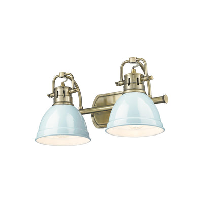Yep by Golden Lighting Duncan 2-light Vanity in Aged Brass and Seafoam shade - - Golden Lighting