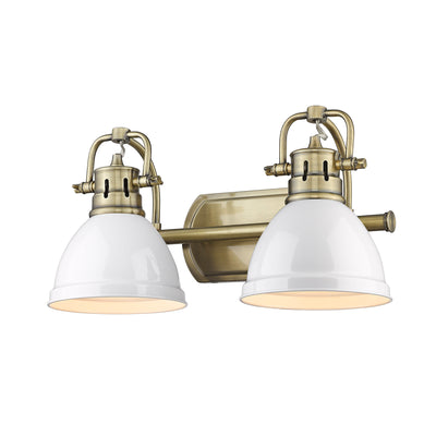 Yep by Golden Lighting Duncan 2-light Vanity in Aged Brass and Matte White shade - - Golden Lighting