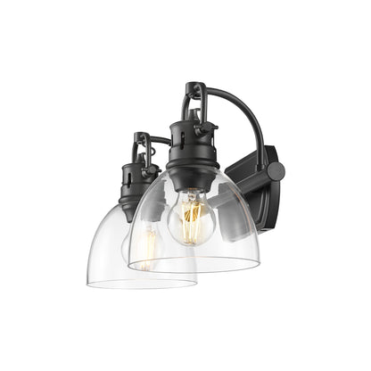 Duncan 2-Light Bath Vanity in Matte Black with Clear Glass - Default Title - Golden Lighting
