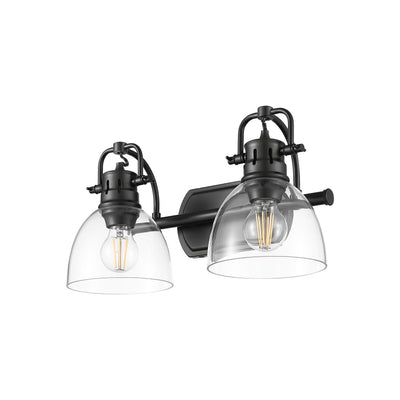 Yep by Golden Lighting Duncan 2-light Vanity in Matte Black and Clear Glass - - Golden Lighting