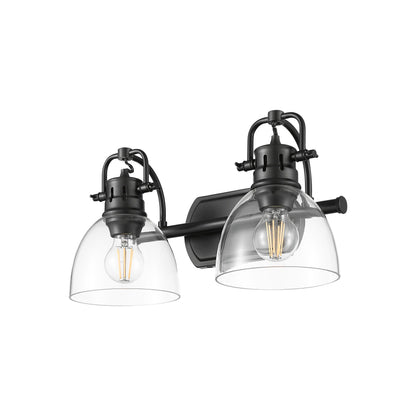 Yep by Golden Lighting Duncan 2-light Vanity in Matte Black and Clear Glass