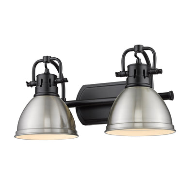 Yep by Golden Lighting Duncan 2-light Vanity in Matte Black and Pewter shade - - Golden Lighting