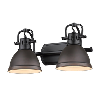 Yep by Golden Lighting Duncan 2-light Vanity in Matte Black and Rubbed Bronze shade - - Golden Lighting