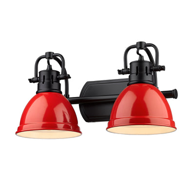 Yep by Golden Lighting Duncan 2-light Vanity in Matte Black and Red shade - - Golden Lighting