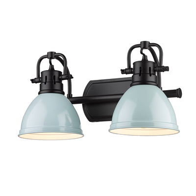 Yep by Golden Lighting Duncan 2-light Vanity in Matte Black and Seafoam shade - - Golden Lighting