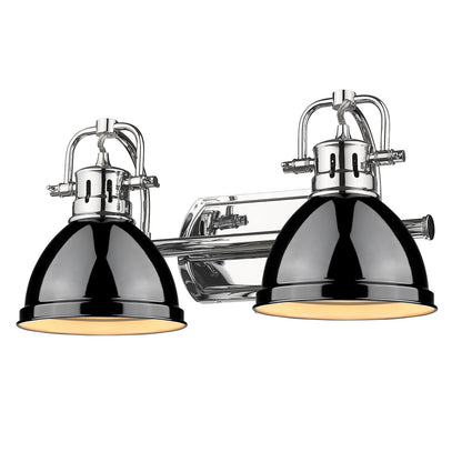 Duncan 2 Light Bath Vanity in Chrome with Black Shades - Chrome / Black / Black - Golden Lighting