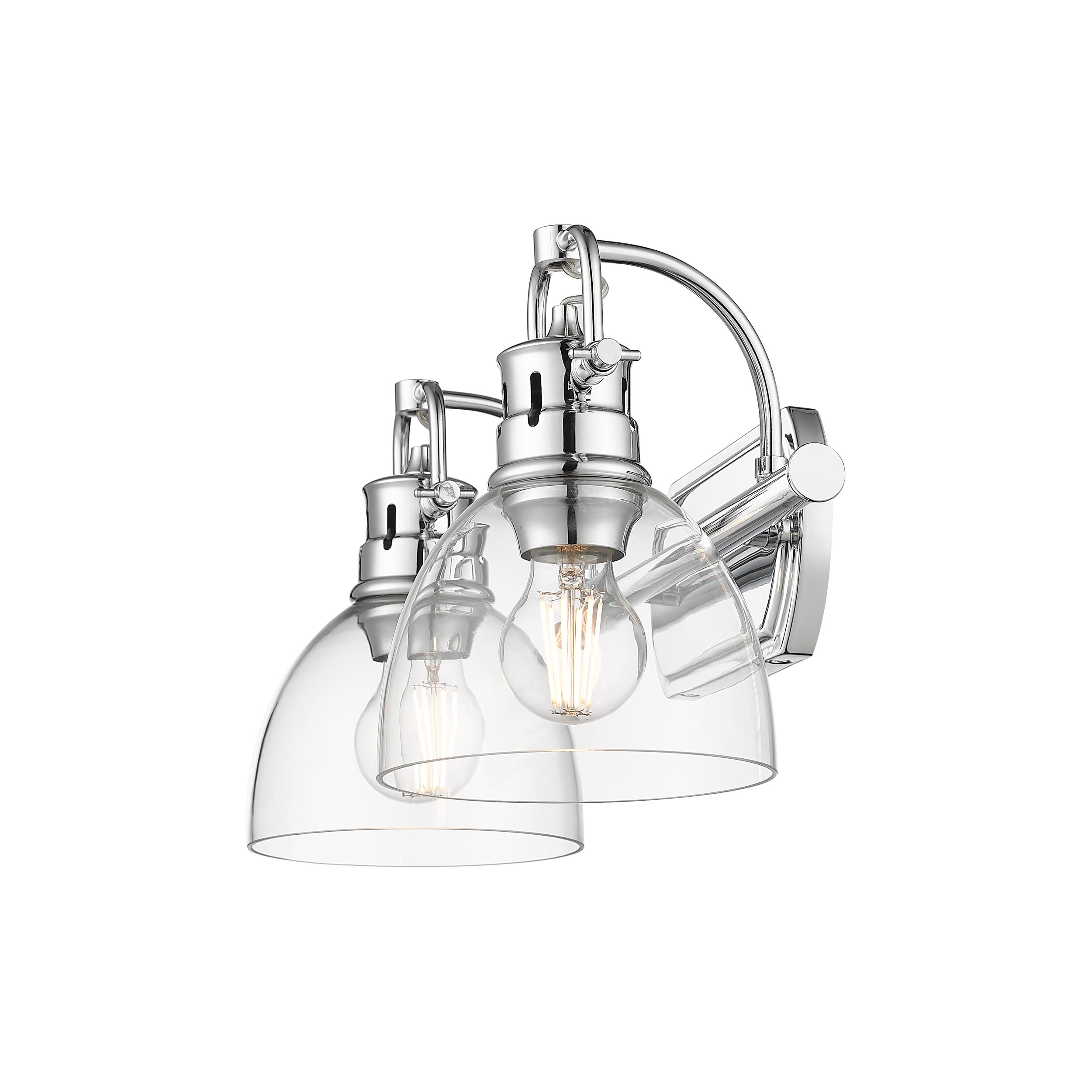 Duncan 2-Light Bath Vanity in Chrome with Clear Glass - Default Title - Golden Lighting