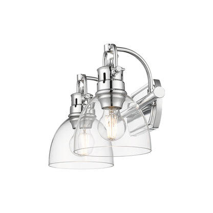 Duncan 2-Light Bath Vanity in Chrome with Clear Glass - Default Title - Golden Lighting