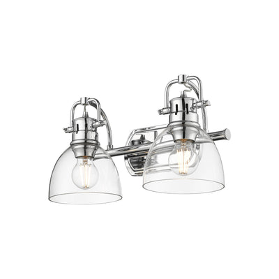 Yep by Golden Lighting Duncan 2-light Vanity in Chrome and Clear Glass - - Golden Lighting