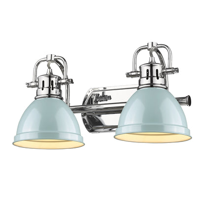 Duncan 2 Light Bath Vanity in Chrome with Seafoam Shades - Default Title - Golden Lighting