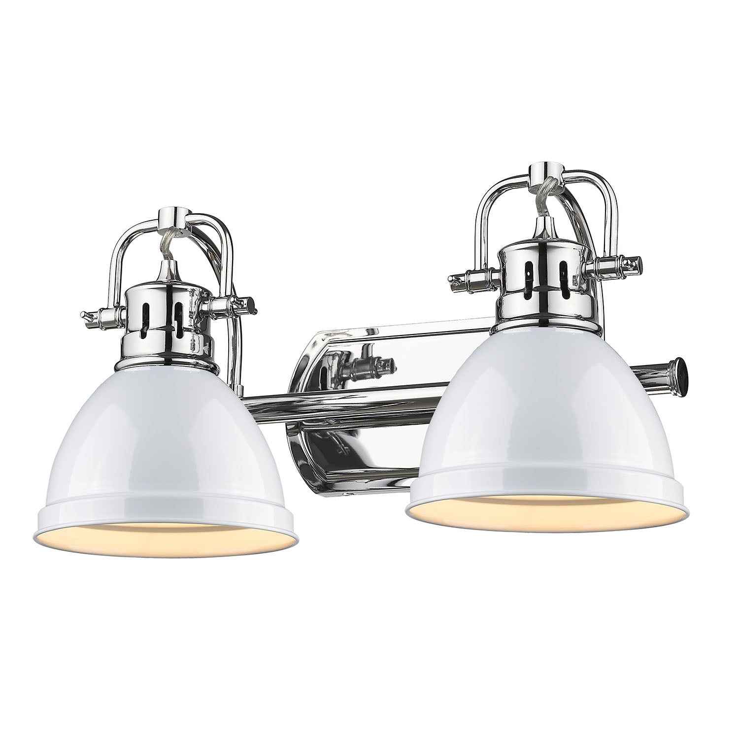 Duncan 2 Light Bath Vanity in Chrome with White Shades - Default Title - Golden Lighting