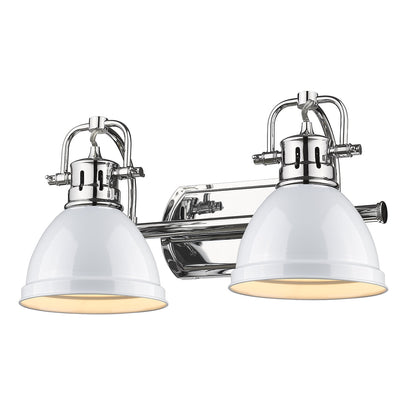 Duncan 2 Light Bath Vanity in Chrome with White Shades - Default Title - Golden Lighting