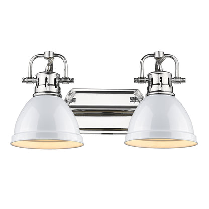 Duncan 2 Light Bath Vanity in Chrome with White Shades - - Golden Lighting