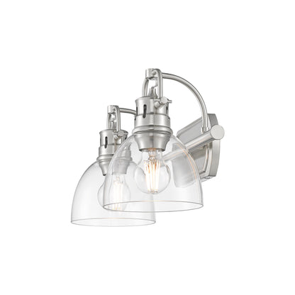 Duncan 2-Light Bath Vanity in Pewter with Clear Glass - Default Title - Golden Lighting