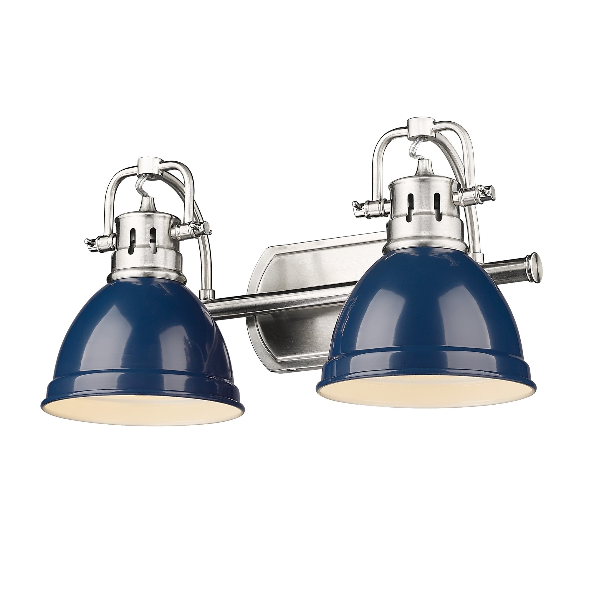 Duncan PW 2 Light Bath Vanity in Pewter with Navy Blue Shade - - Golden Lighting