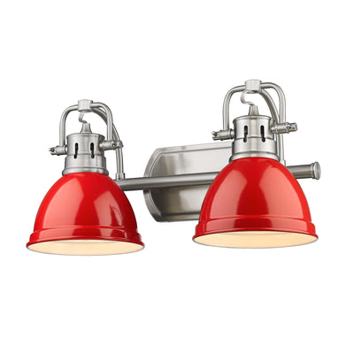 Yep by Golden Lighting Duncan 2-light Vanity in Pewter and Red shade - - Golden Lighting
