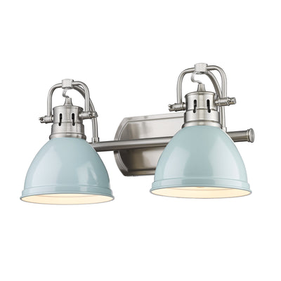 Yep by Golden Lighting Duncan 2-light Vanity in Pewter and Seafoam shade - - Golden Lighting