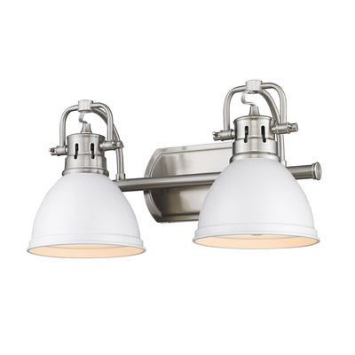 Yep by Golden Lighting Duncan 2-light Vanity in Pewter and Matte White shade - - Golden Lighting